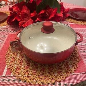Elegant Red Casserole Dish with Lid